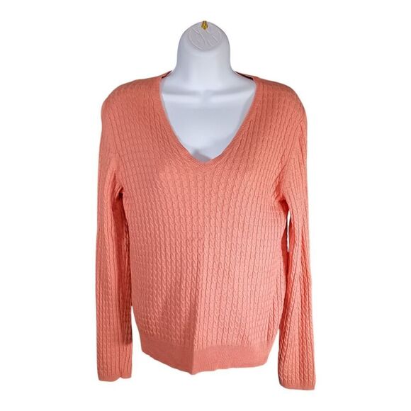 Brooks Brothers Silk Cashmere Sweater Cable Knit Salmon Pink Womens Small - Picture 3 of 6
